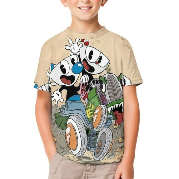 Cuphead T-Shirts for Boys Girls, Kids 3D Print Short Sleeve, Unisex Crew Neck Tee Shirts for Youth