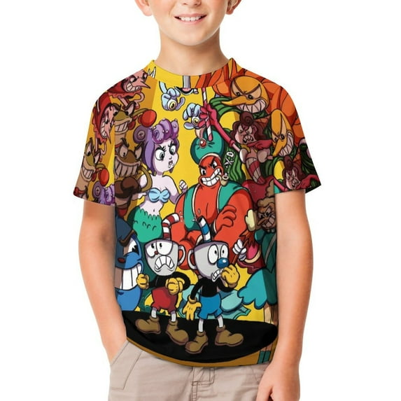 Cuphead T-Shirts for Boys Girls, Kids 3D Print Short Sleeve, Unisex Crew Neck Tee Shirts for Youth