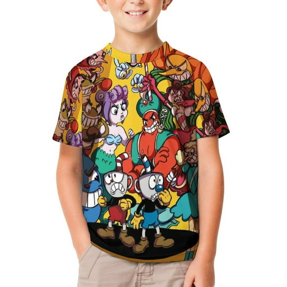 Cuphead T-Shirts for Boys Girls, Kids 3D Print Short Sleeve, Unisex Crew Neck Tee Shirts for Youth