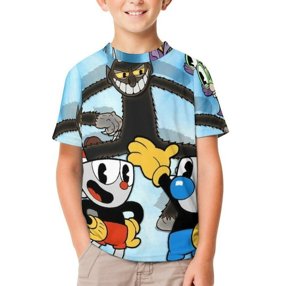 Cuphead T-Shirts for Boys Girls, Kids 3D Print Short Sleeve, Unisex Crew Neck Tee Shirts for Youth