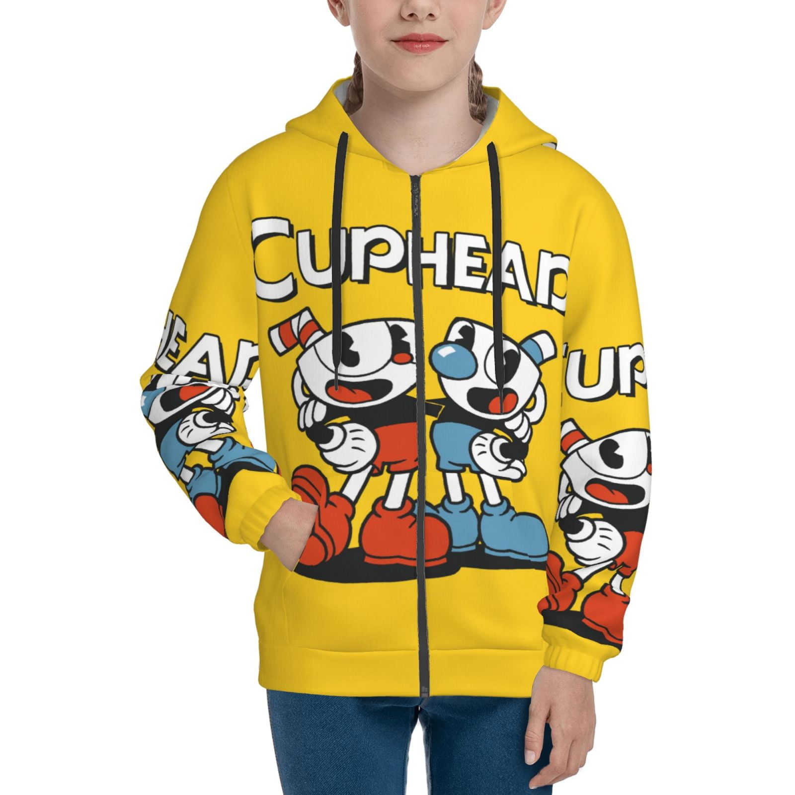 Cuphead Teenager Hoodies Shirt Zipper Sweatshirts Hooded Hoody