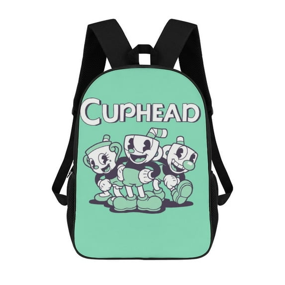 Cuphead The Delicious Last Course School Bag Laptop Backpack Casual Shoulders Daypack Bookbag Student Satchel Adjustable Knapsack Rucksack 17 Inch