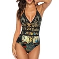 thumbnail image 1 of Cuphead Women's Swimwear Strap One Piece Backless Tummy Control V Neck Swimsuit Summer Beach Vacation Bathing Suit, 1 of 7