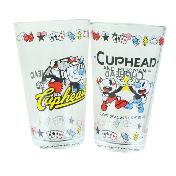 Cuphead and Mugman 16 Ounce Pint Glass Set