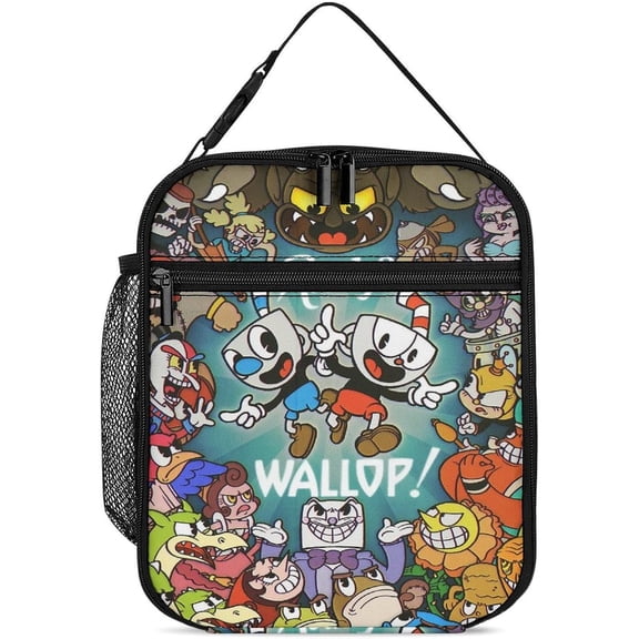 Cuphead lunch bag Reusable Lunch Tote Bag Zipper Closure Insulated Thermal Cooler Container Bag for Man Women Work Picnic Travel Beach Fishing