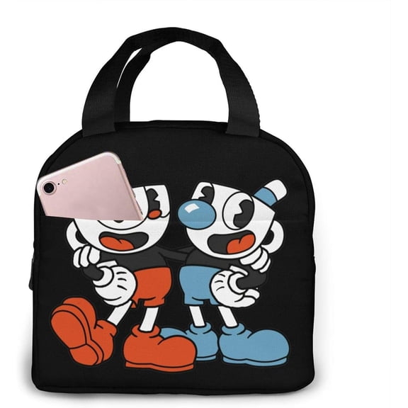 Cuphead lunch bag Reusable Lunch Tote Bag Zipper Closure Insulated Thermal Cooler Container Bag for Man Women Work Picnic Travel Beach Fishing