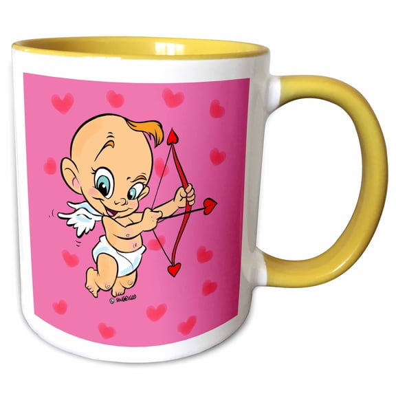 3drose, Cupid, 11oz Two-tone Yellow Mug