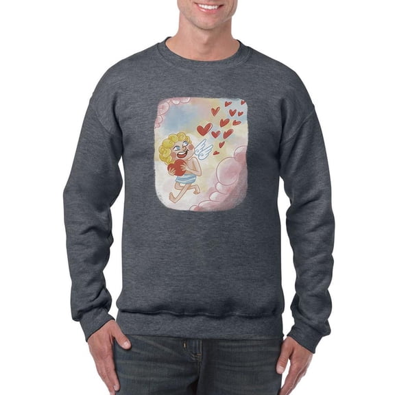 Cupid And Hearts Sweatshirt Men -Smartprints Designs, Male 5X-Large
