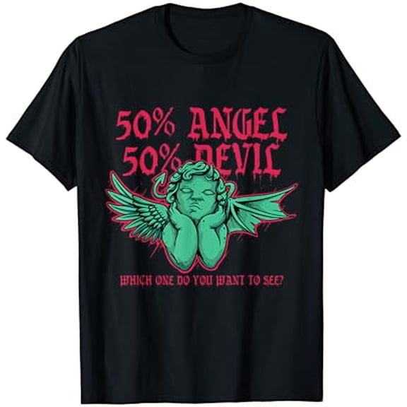 Cupid Angel Gothic Shirt Half Devil Half Angel T-Shirt, Vintage Birthday Gift