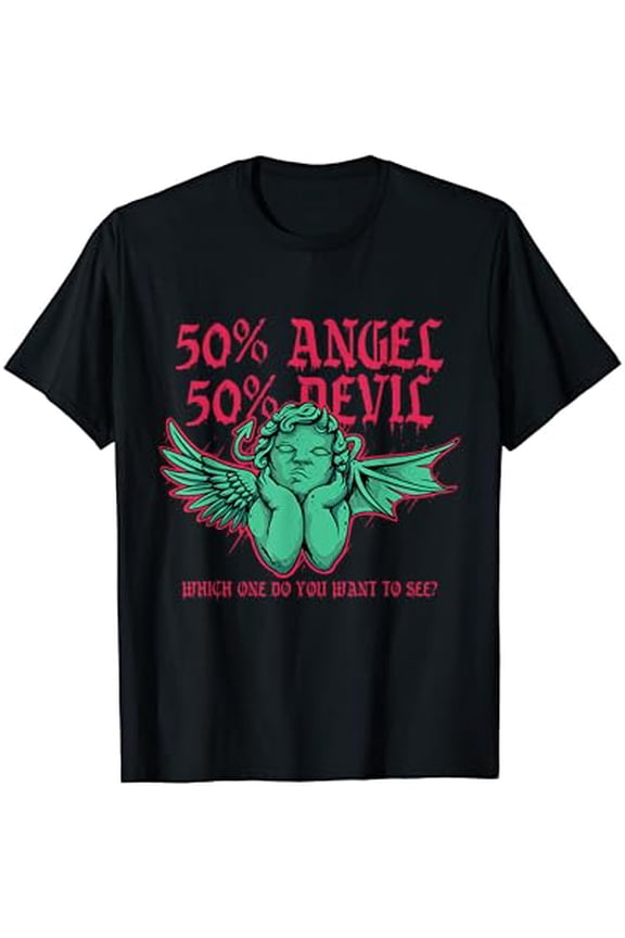 Cupid Angel Gothic Shirt Half Devil Half Angel T-Shirt, Vintage Birthday Gift