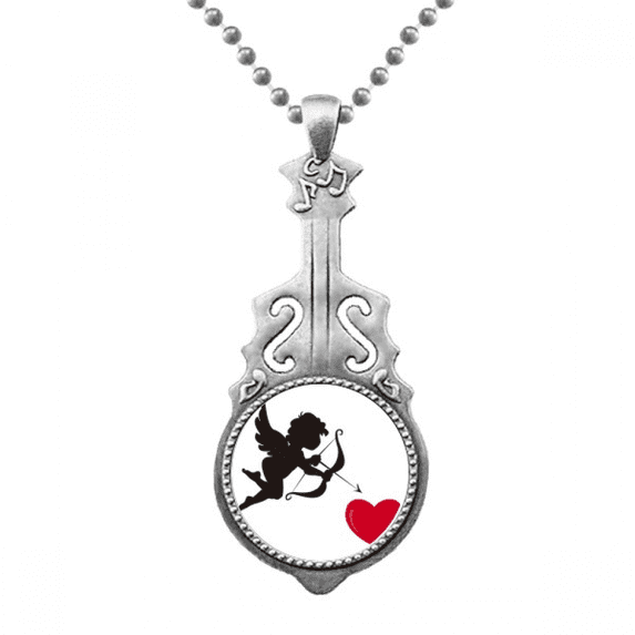 Cupid Angel Red Heart Pattern Pendant Jewelry Music Guitar Torque Hangtag