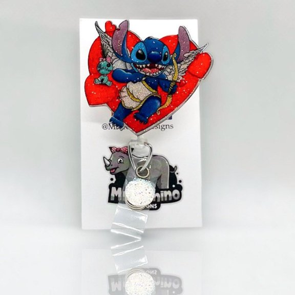 Cupid Blue AlienRetractable ID Badge Reel: Nurse Teacher Badge