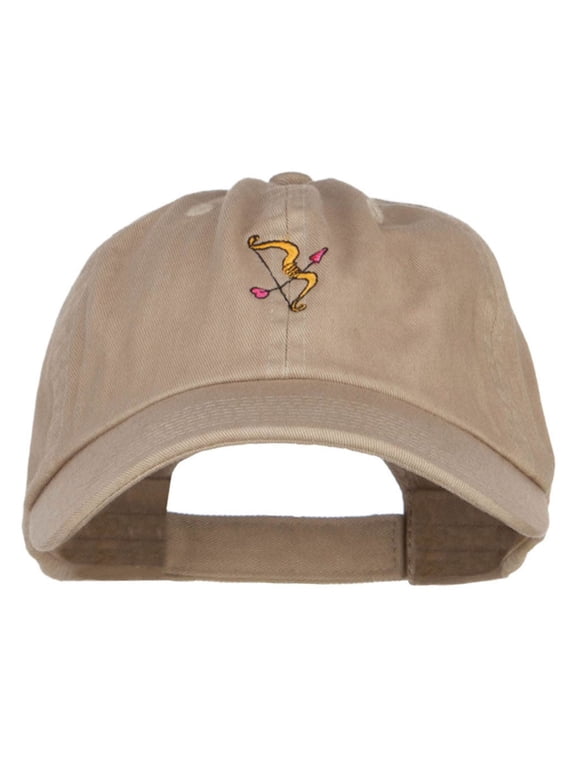 Cupid Bow Arrow Embroidered Low Cap - Khaki OSFM