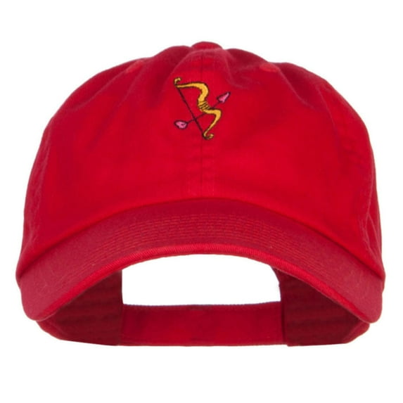 Cupid Bow Arrow Embroidered Low Cap - Red OSFM