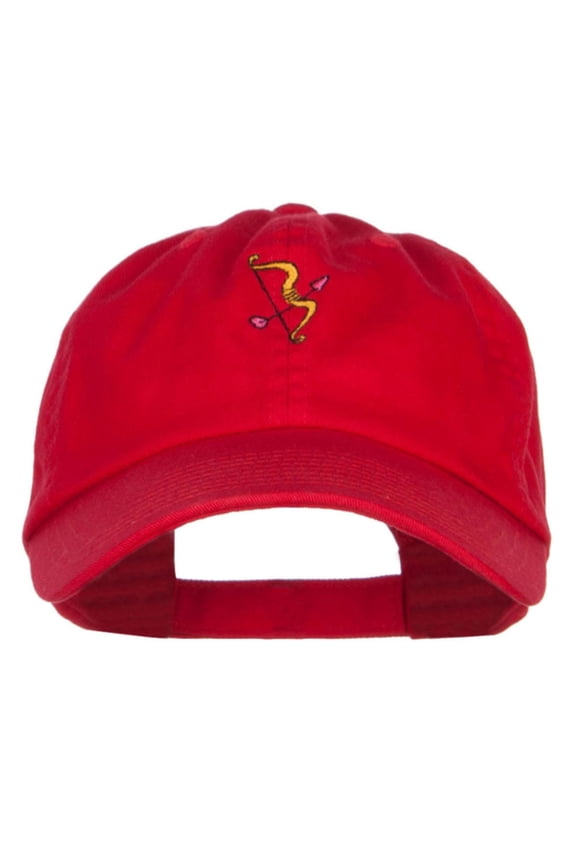 Cupid Bow Arrow Embroidered Low Cap - Red OSFM