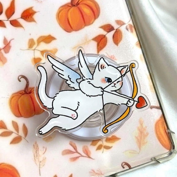 Cupid Cats Phone Grip, Angel Devil Kitten Griptok, Gothic Cupid , random 1 pack