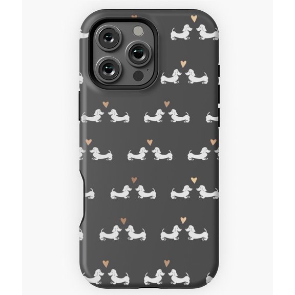 Cupid Dachshunds Dark Love Pattern Phone Case for iPhone 16 15 14 13 12 11 Pro Max