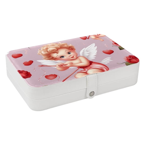 Cupid Elegant PU Leather Earring Organizer Storage Box Decorative Box with Removable Compartment - Portable