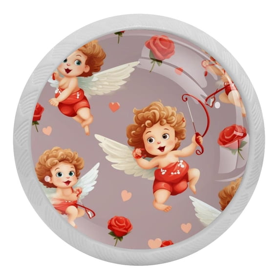 Cupid Fluorescent Drawer Pulls: Round 4-Pack, Glow-in-the-Dark Knobs for Cabinets, Wardrobes, and Dressers - Furniture Decor with Dresser Handles, Pulls