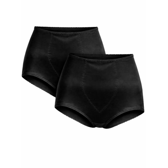 Cupid Women's 2-Pack Light Control Shapewear Panty Briefs with Tummy Panel, Sizes M-2XL