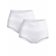 Cupid Womens 2-Pack Light Control Shapewear Panty Briefs with Tummy Panel, Sizes M-2XL