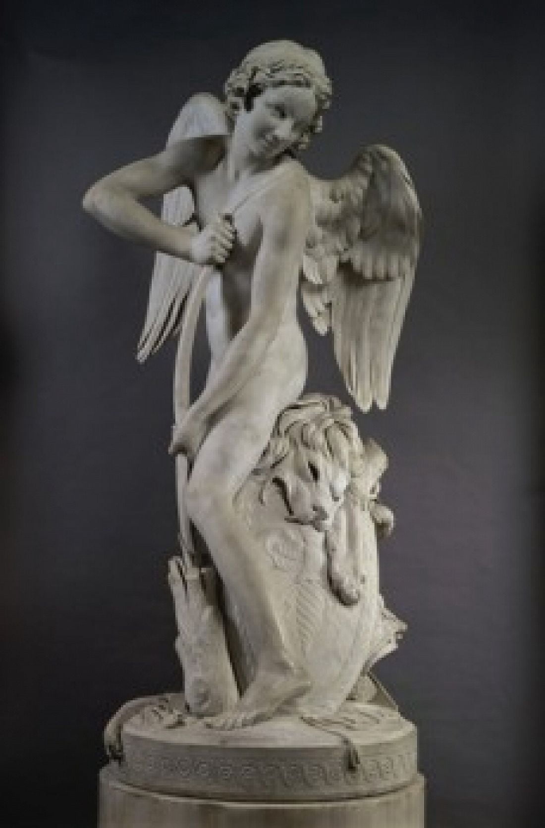 Cupid Making a Bow from the Mace of Hercules c 1739 Edme Bouchardon (1698-1762French) Marble Sculpture Musee du Louvre Paris Canvas Art - Edme Bouchardon (24 x 36)