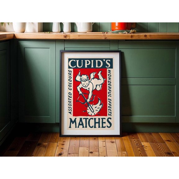 Cupid Match Wall Art Print With Retro Valentines Kitchen Decor