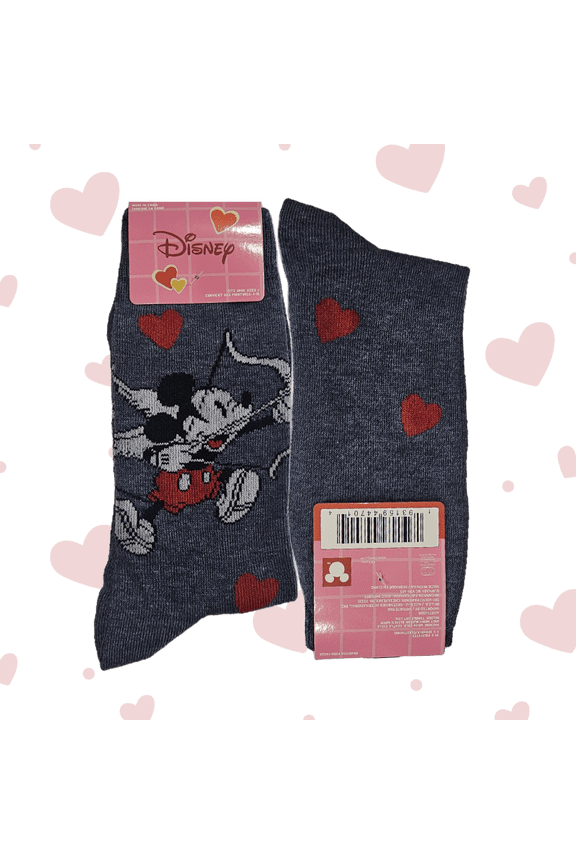 Cupid Mickey Valentine Crew Socks, 1 Pair, One Size Fits Most