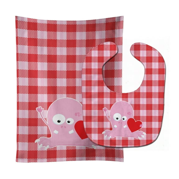 Cupid Monster Angel on Plaid Baby Bib and Burp Cloth