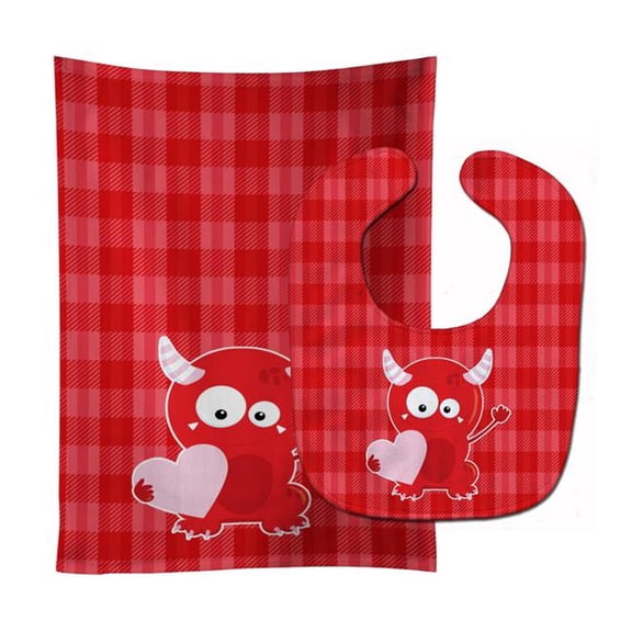Cupid Monster Angel on Plaid No.3 Baby Bib & Burp Cloth