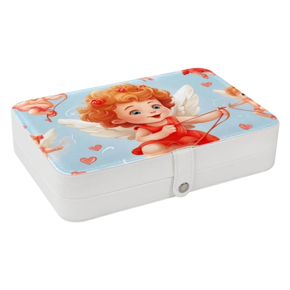 Cupid Portable PU Leather Jewelry Box Organizer with Removable Compartment, Necklace Holder, Bracelet Holder