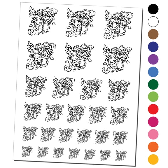 Cupid Shooting Love Arrow for Valentine's Day Water Resistant Temporary Tattoo Set Fake Body Art Collection - Brown