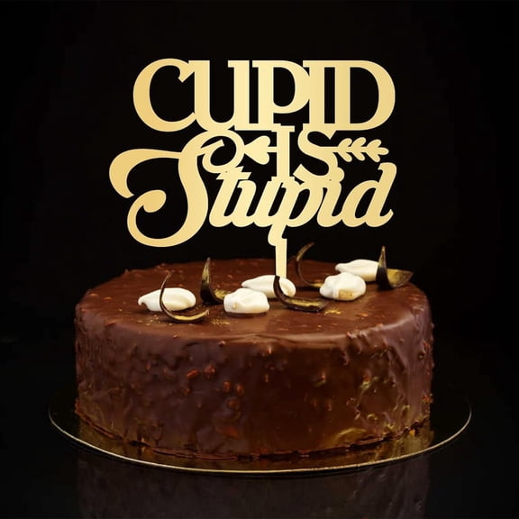 Cupid Is Stupid Cake Toppers Rustic Mr & Mrs Wedding Anniversary Cake Topper Custom Silhouette Bride And Groom Cake Toppers For Wedding Bridal Shower Wedding Decorations Wedding Gifts Gold