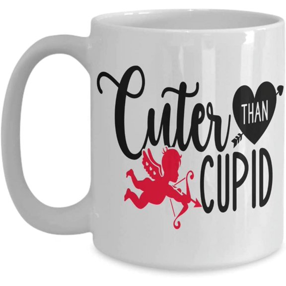 Cupid Sweetheart Valentines Day Coffee Mug, Cuter Than Cupid, Love Mug, Funny Witty Humorous Ceramic Cupid Coffee Mug, Valentine's Day Gifts