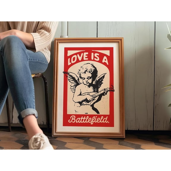 Cupid Valentines Retro Kitchen Wall Art, Unframed Paper Print Size 8x12