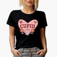 thumbnail image 1 of Cupid Vibes with Flowers & Lady Bug, Retro Valentine's Day or Valentine Gift, Black T-Shirt, Small, 1 of 5