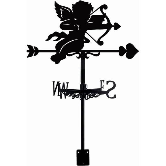 Cupid Weather Vane for Roof Mount Love Metal Weathervane Wind Direction Indicators Black Wind Vanes Signs for Farmhouse Yard Outdoor Farm Barn Sheds Garden Patio Decoration Making DIY