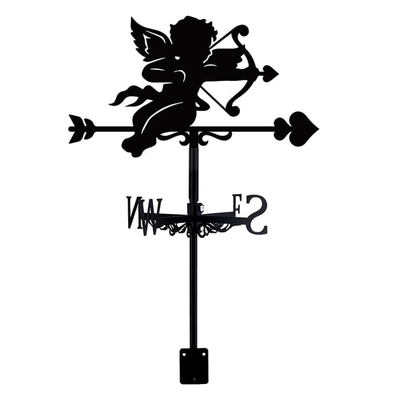 Cupid Weather Vane for Roof Mount Love Metal Weathervane Wind Direction Indicators Black Wind Vanes Signs