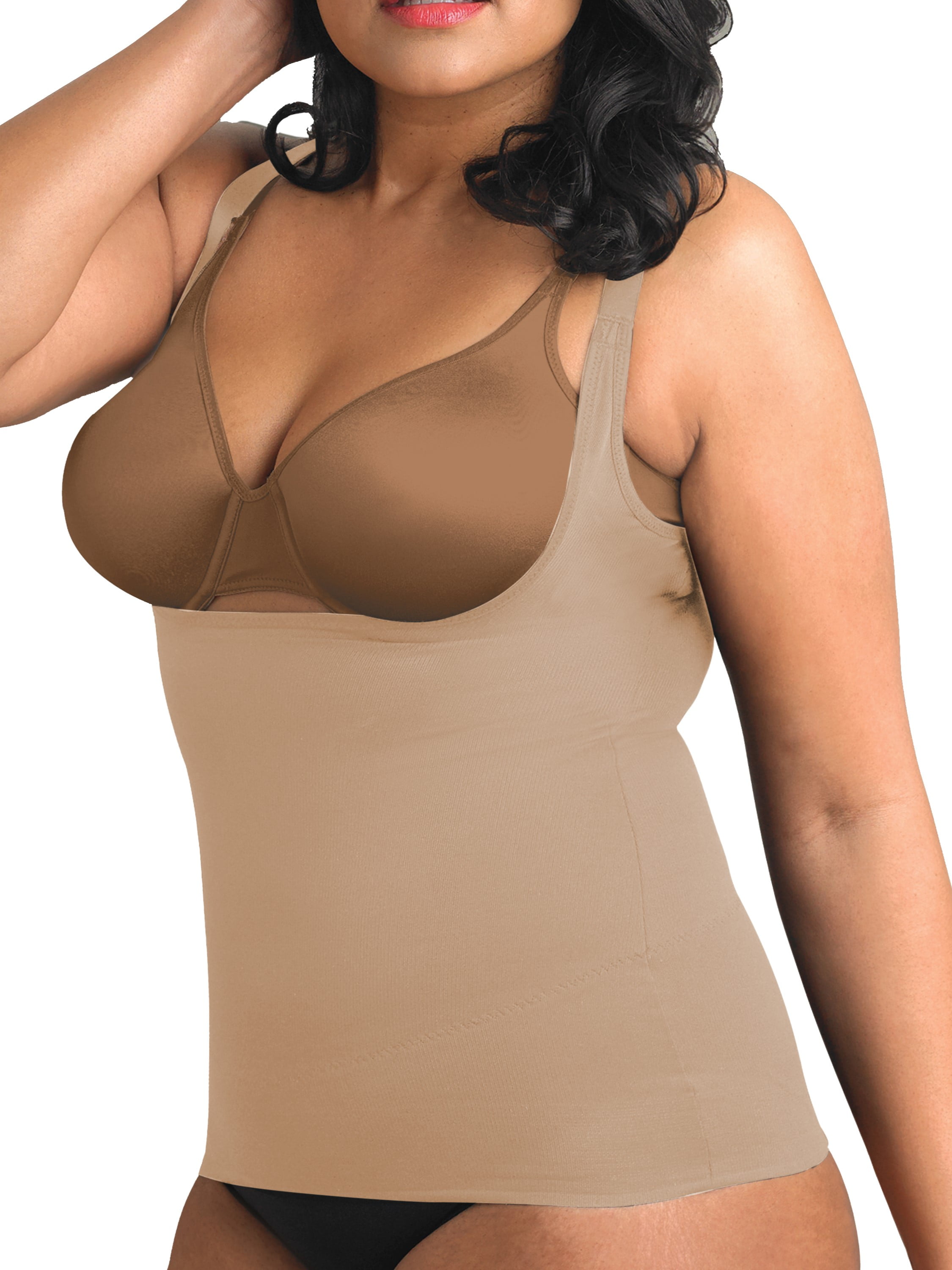 Cupid Women's Extra Firm Control Back Magic Open-Bust Shaping Torsette  Camisole Top Shapewear 