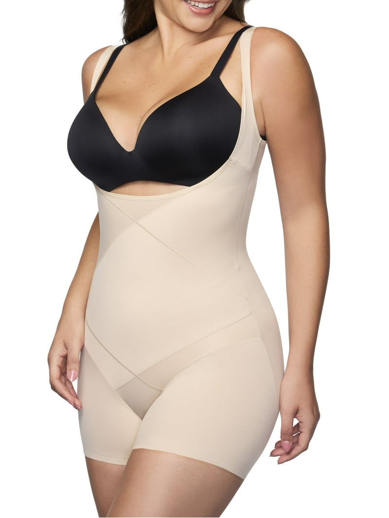 Cupid Women's Tummy Tuck Extra Firm Control Shapewear, Open-Bust Boy Short Shaping Bodysuit, Sizes M-4XL
