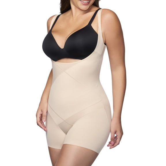 Cupid Women's Tummy Tuck Extra Firm Control Shapewear, Open-Bust Boy Short Shaping Bodysuit, Sizes M-4XL