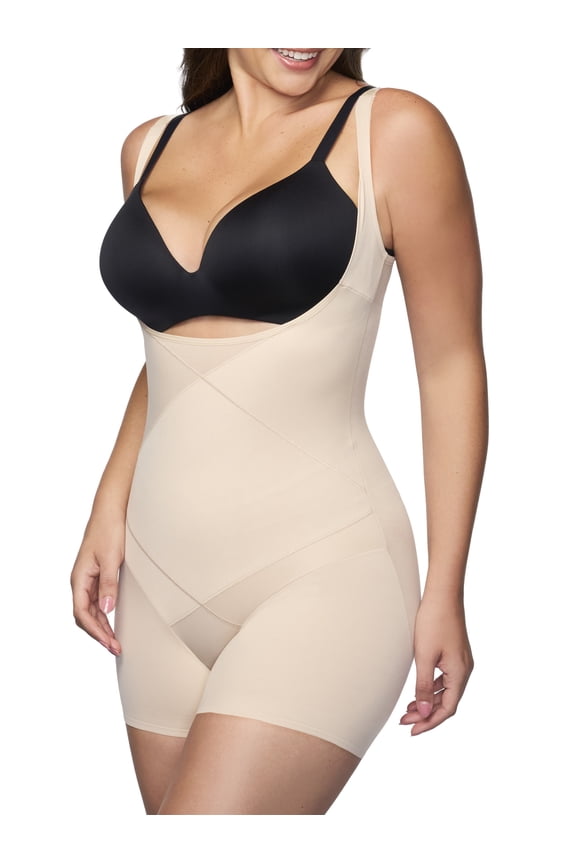 Women's Tummy Tuck Extra Firm Control Shapewear, Open-Bust Boy Short Shaping Bodysuit, Sizes M-4XL