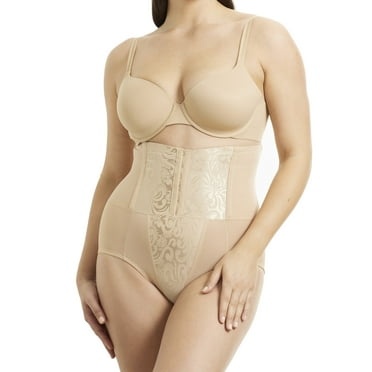 Cupid Women's Extra Firm Control Waist Cinching Shapewear Brief with Satin Deluster Panels