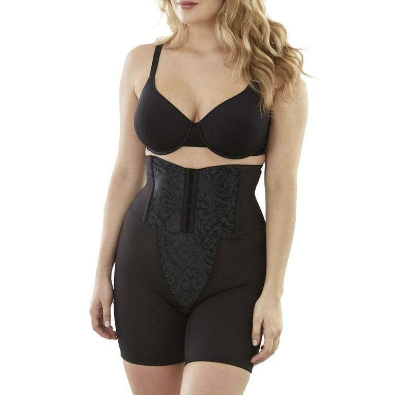Cupid Women's Extra Firm Waist Cinching Thigh Slimmer Shapewear with Satin  Deluster Panels 