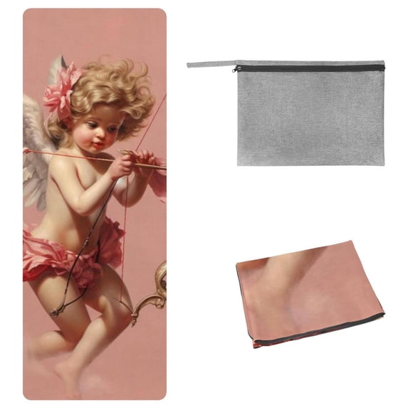 Cupid Yoga Towel with Storage Bag, 72.8"x26.8", Ideal for Yoga, Pilates, Fitness, and More - Yoga Blankets and Gym Towels Included