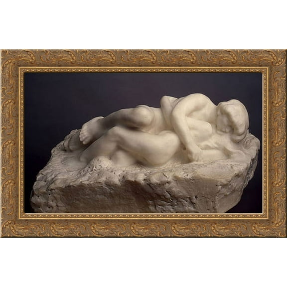 Cupid and Psyche 24x18 Gold Ornate Wood Framed Canvas Art by Rodin, Auguste