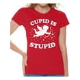 thumbnail image 1 of Cupid is Stupid Women Tee Anti Valentine Day Gift Ideas for Single People Sarcastic Humorous Novelty Shirt for Her, 1 of 4