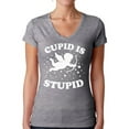 thumbnail image 1 of Cupid is Stupid Women Tee Anti Valentine Day Gift Ideas for Single People Sarcastic Humorous V-Neck Shirt for Her, 1 of 4