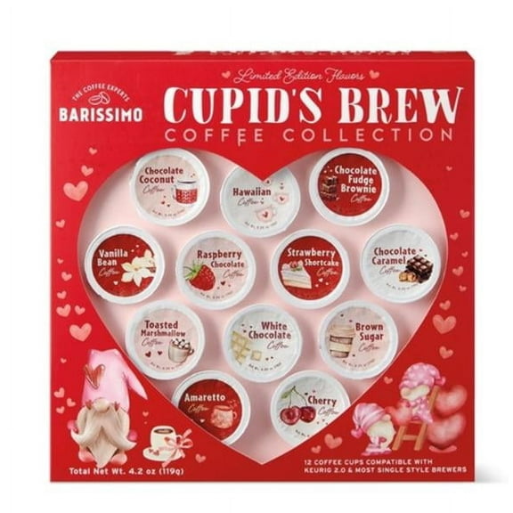 Cupid's Brew Coffee Collection Limited Edition Valentine's Day Barissimo Coffee Set 12 K-cups