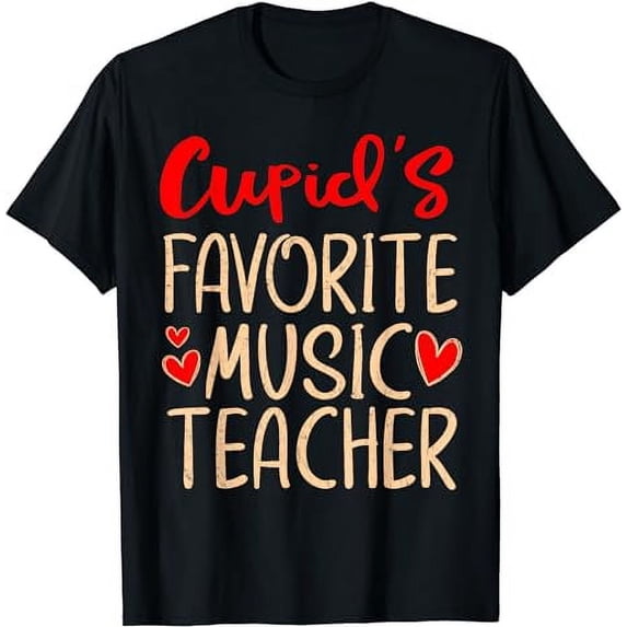 Cupid's Favorite Music Teacher Funny Valentine's Day Teacher T-Shirt